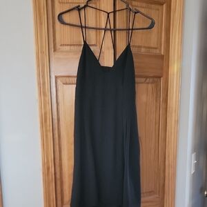 Express Black Backless Dress with Spaghetti Straps